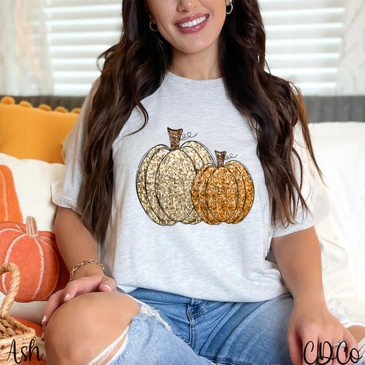 Faux Glitter Pumpkin Duo