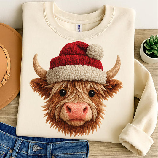 Crochet Faux Yarn Christmas Highland Cow