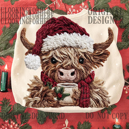 Latch Hook Yarn Crochet Christmas Highland Cow