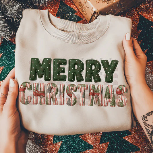 Merry Christmas Patchwork Stripes Trucks