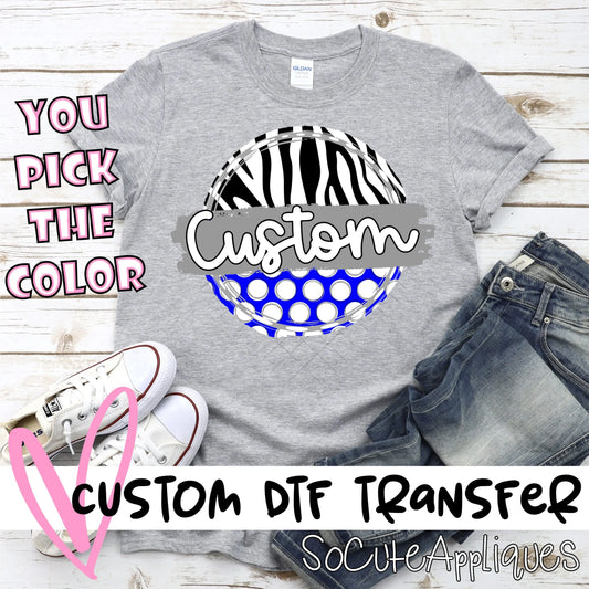 CUSTOM NAME* Polka dot & Zebra circle MASCOT