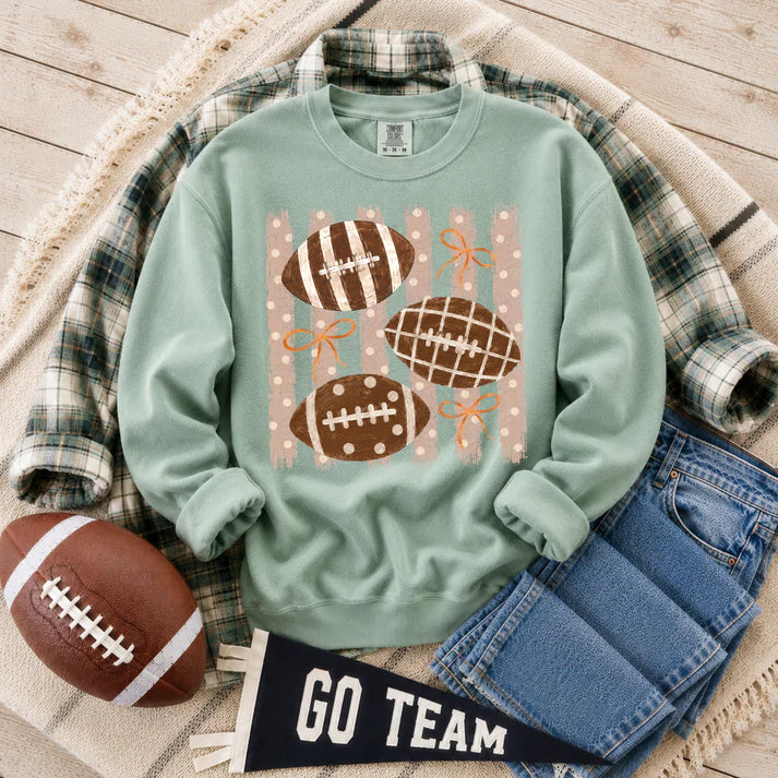 Polka Dot Stripes Footballs And Bows