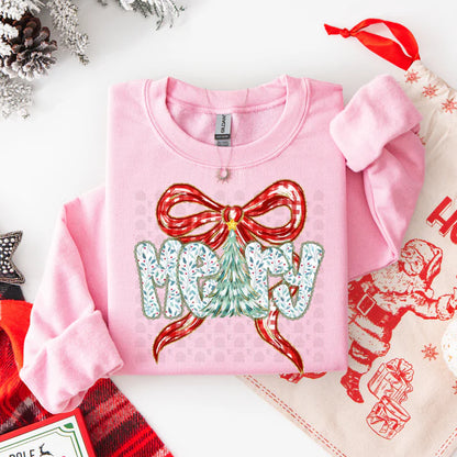 Red And White Checkered Bow Merry