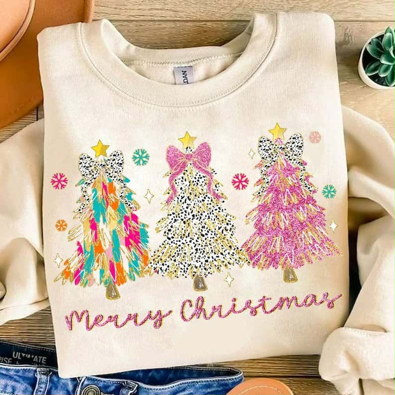 Merry Christmas patterned Christmas trees