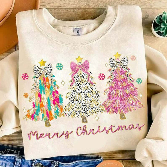 Merry Christmas patterned Christmas trees