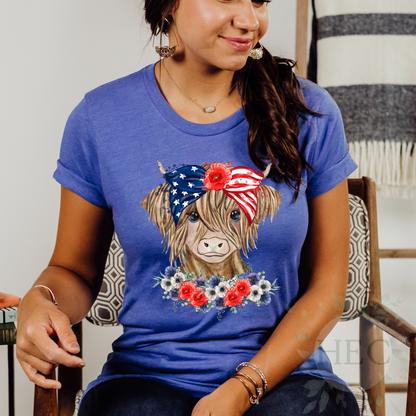 Patriotic highland cow