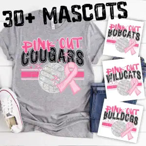 CUSTOM MASCOT Pink out faux sequin volleyball on stripes