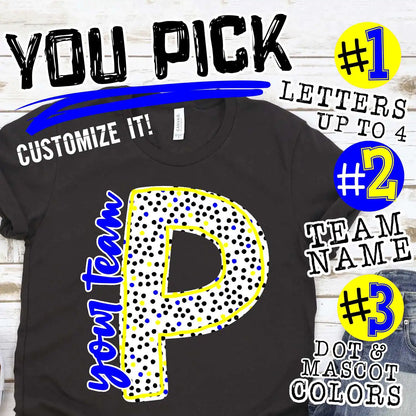 CUSTOM NAME* Polka dot Initial mascot