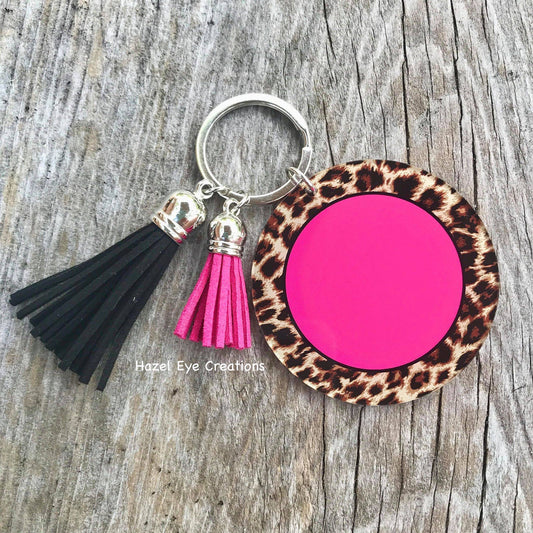 Pink Leopard Acrylic Keychain