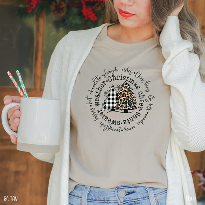 Plaid/leopard trees circle wording