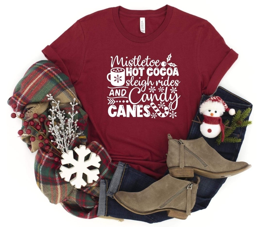 Mistletoe hot cocoa sleigh rides and candy canes