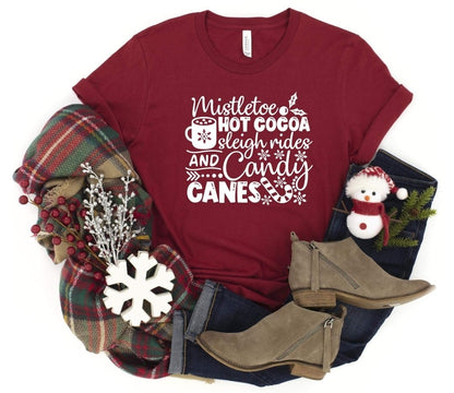Mistletoe hot cocoa sleigh rides and candy canes