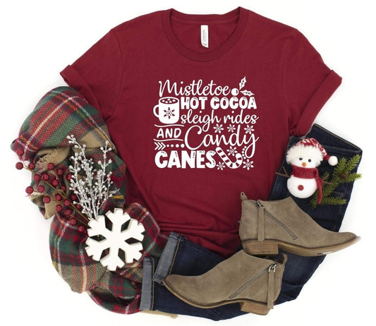 Mistletoe hot cocoa sleigh rides and candy canes
