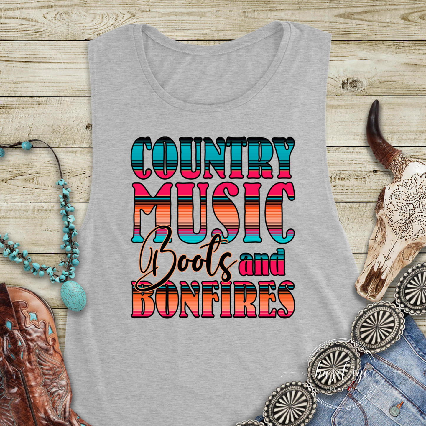 Country music boots and bonfires