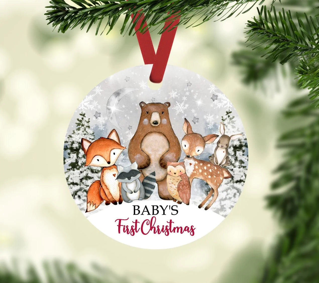 Baby's First Christmas Woodland Scene