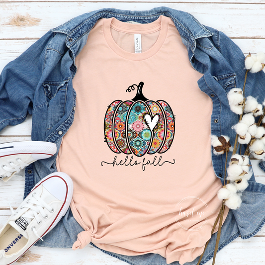 Hello fall boho pumpkin