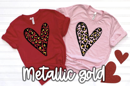 Leopard heart metallic gold