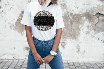 Grunge Leopard Circle Black