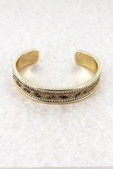 Sparkling natural fur goldtone cuff bracelet